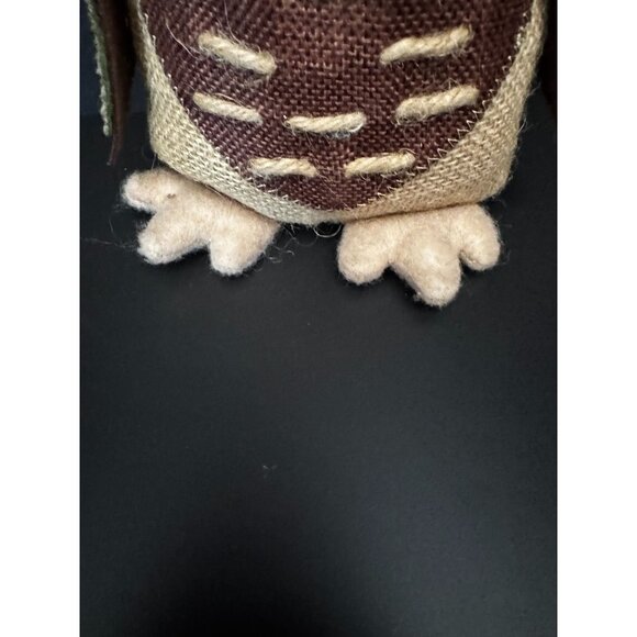 Fall Burlap Owl With Orange Bow Tie & Felt Details - Rustic Autumn Decor - Picture 7 of 9